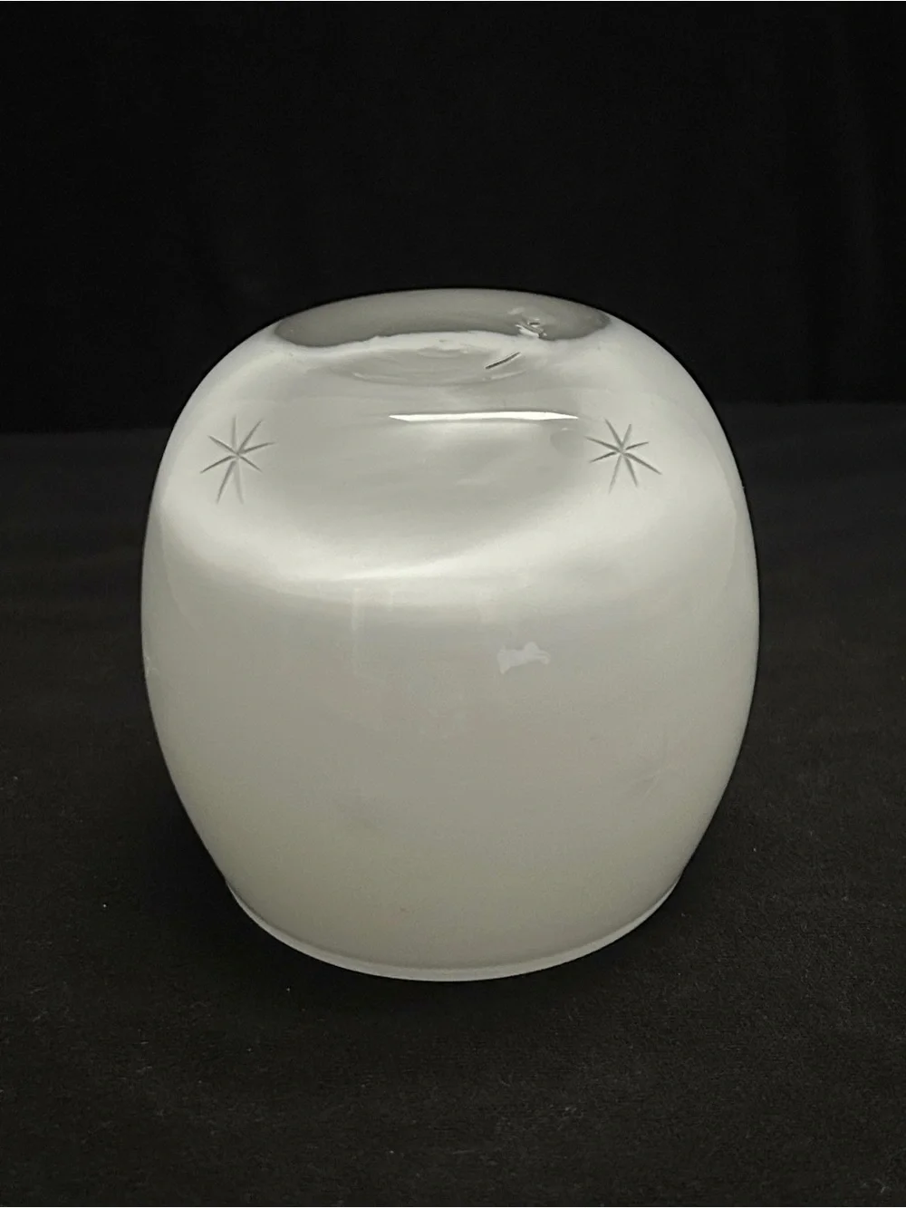 Vtg Crate & Barrel White Cased Glass Etched Starburst Votive Tea Light Poland